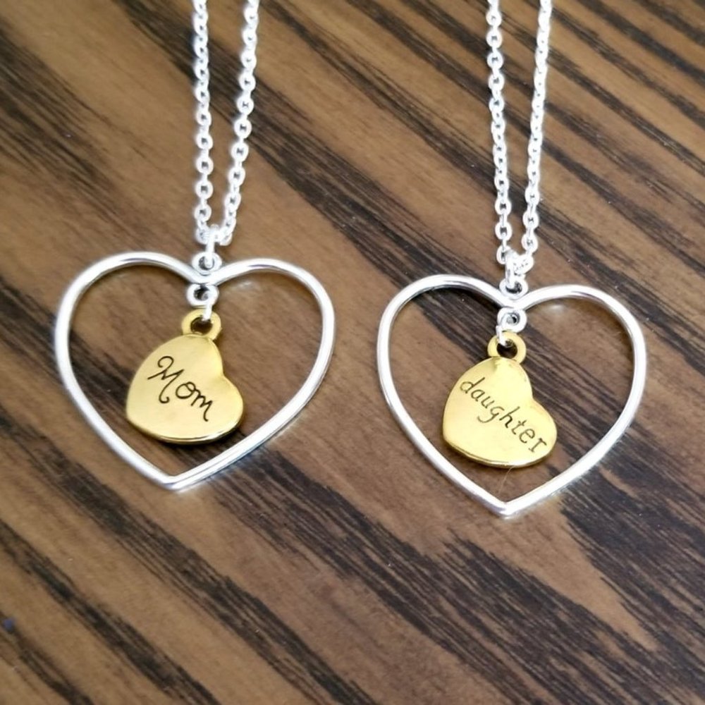 Handmade Mother & Daughter Half Heart  Necklaces